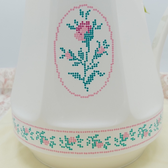 Clearout Item Vintage Thermos Carafe Rose Needlepoint Print - Picture 5 of 13